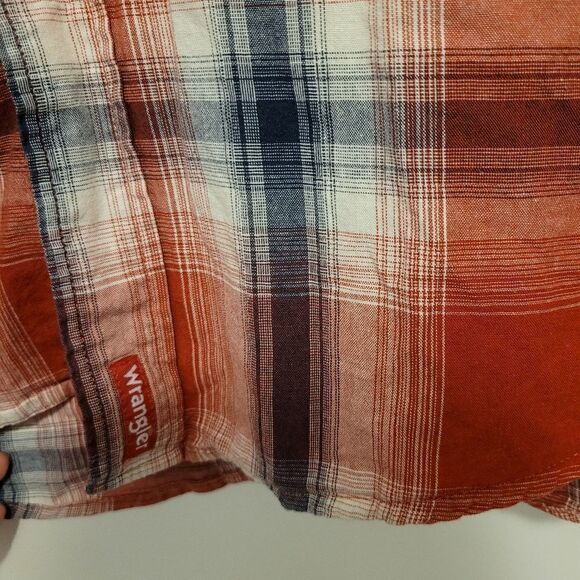 2/$20 Wrangler red plaid button down shirt top short sleeve - Picture 4 of 5